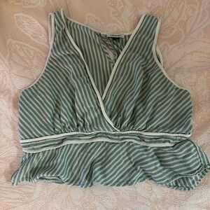 American Eagle Outfitters Green Wrap Crop Blouse